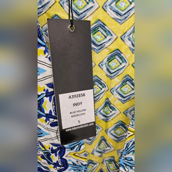 Tolani Collection Kimono Topper Blue Yellow Boho Ruffle Bell Sleeve Size Small - Picture 4 of 13